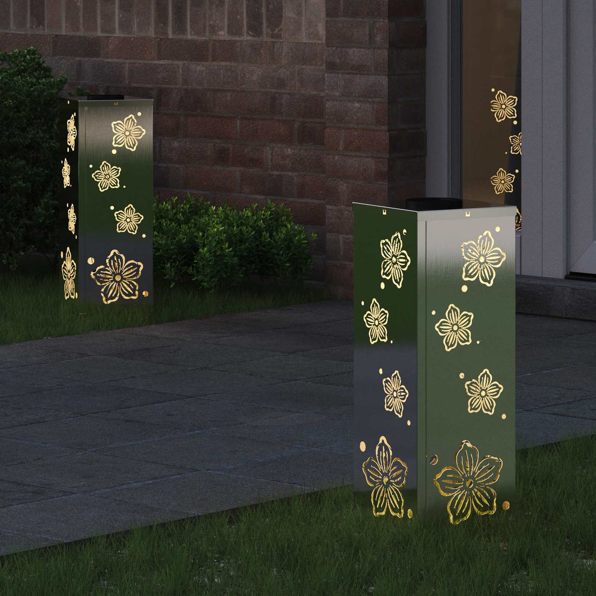 Solar LED Pathway Light 2 pcs Stainless Steel Stainless Steel