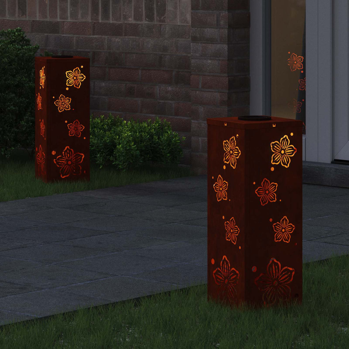 Solar LED Pathway Light 2 pcs Corten Steel Corten Steel