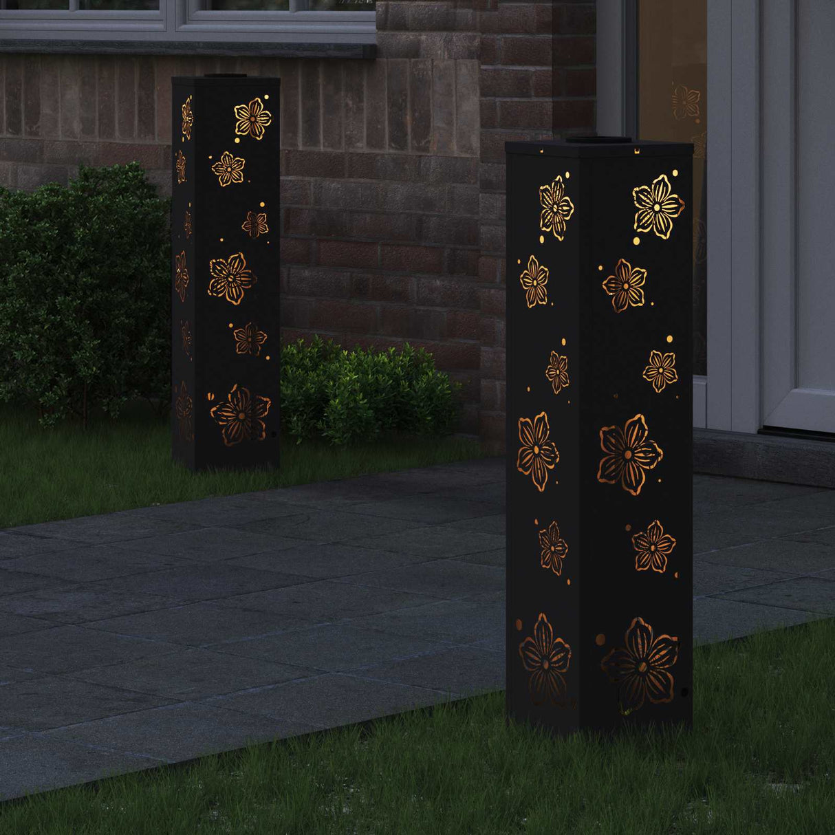 Solar LED Pathway Light 2 pcs Black Cold Rolled Steel