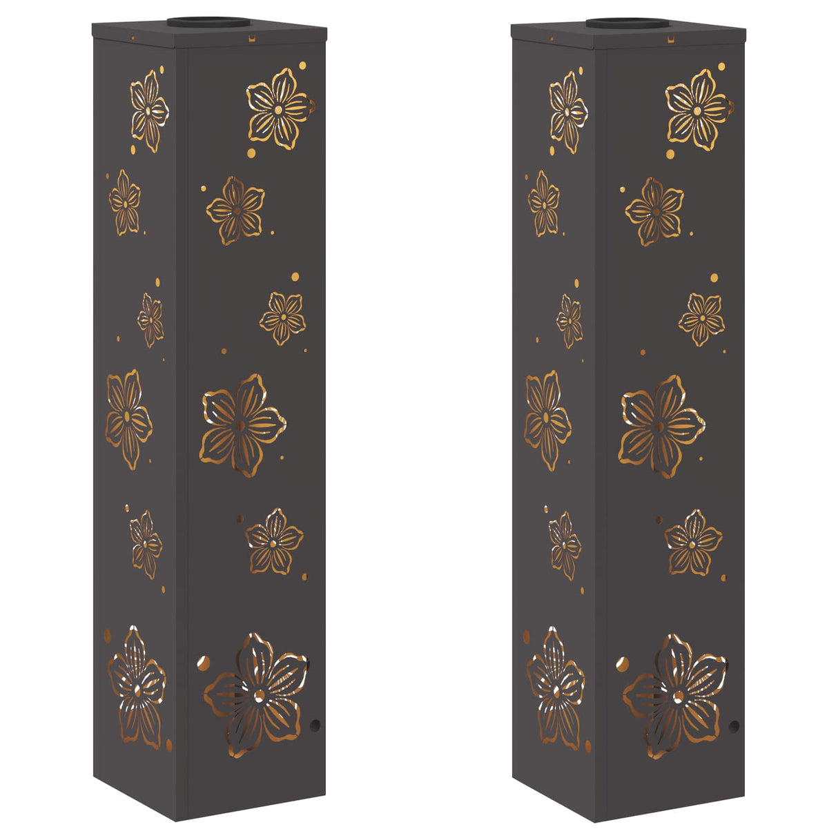 Solar LED Pathway Light 2 pcs Black Cold Rolled Steel