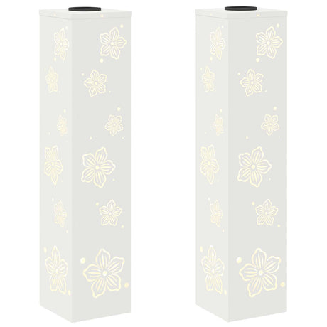 Solar LED Pathway Light 2 pcs White Cold Rolled Steel
