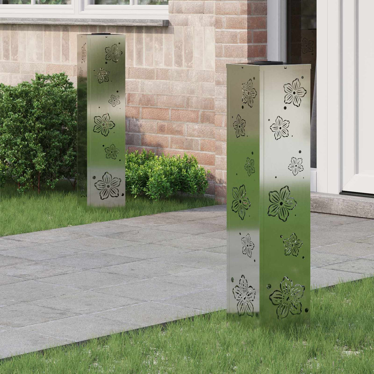 Solar LED Pathway Light 2 pcs Galvanized Galvanized