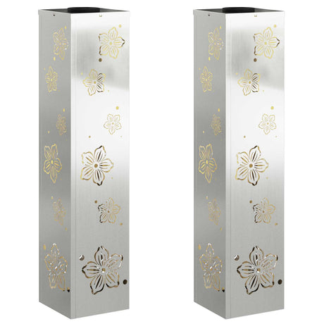 Solar LED Pathway Light 2 pcs Galvanized Galvanized