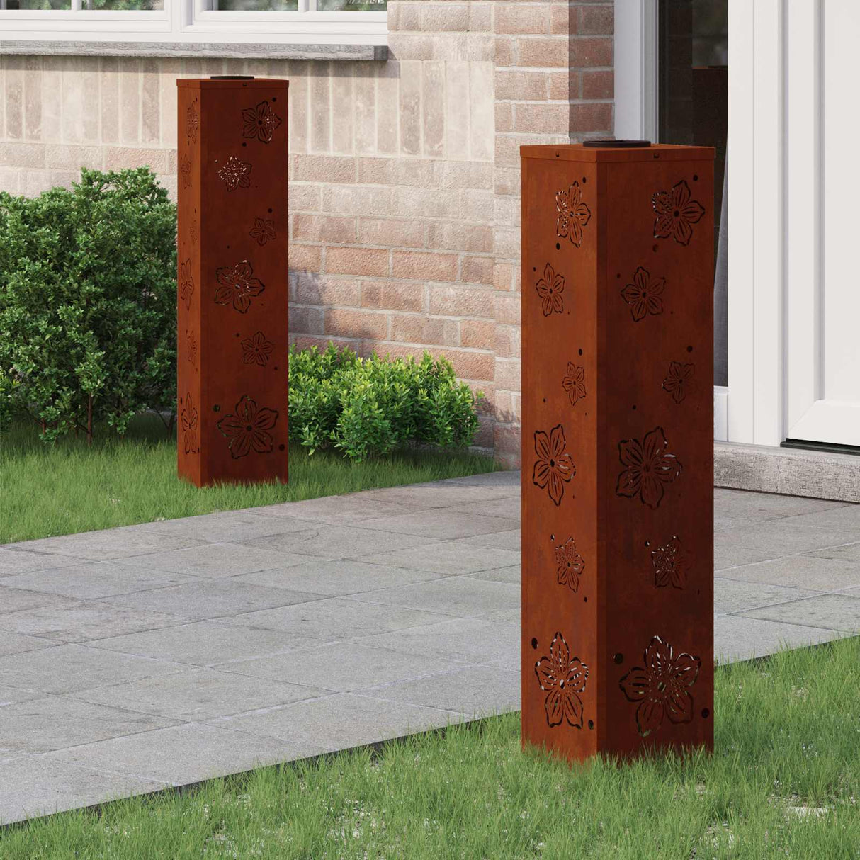 Solar LED Pathway Light 2 pcs Corten Steel Corten Steel