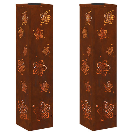 Solar LED Pathway Light 2 pcs Corten Steel Corten Steel