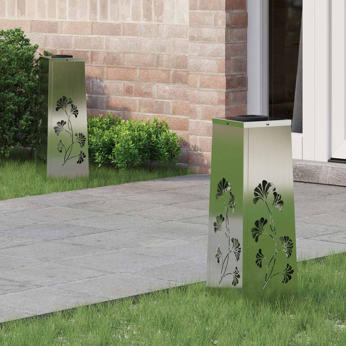 Solar LED Pathway Light 2 pcs Silver Galvanized Steel