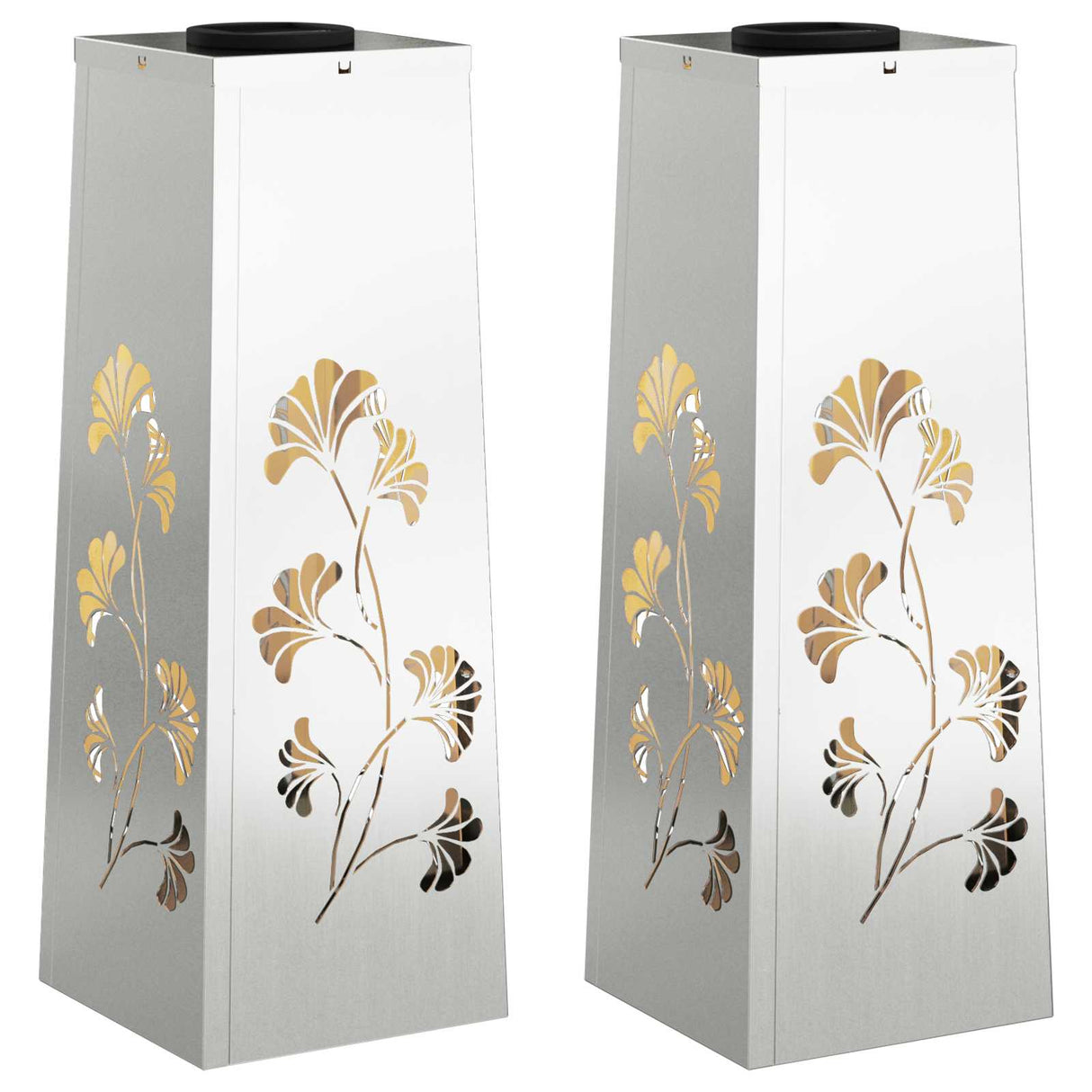 Solar LED Pathway Light 2 pcs Silver Galvanized Steel