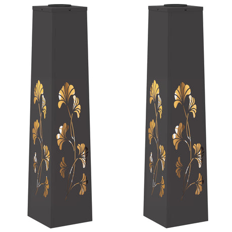 Solar LED Pathway Light 2 pcs Black Cold Rolled Steel