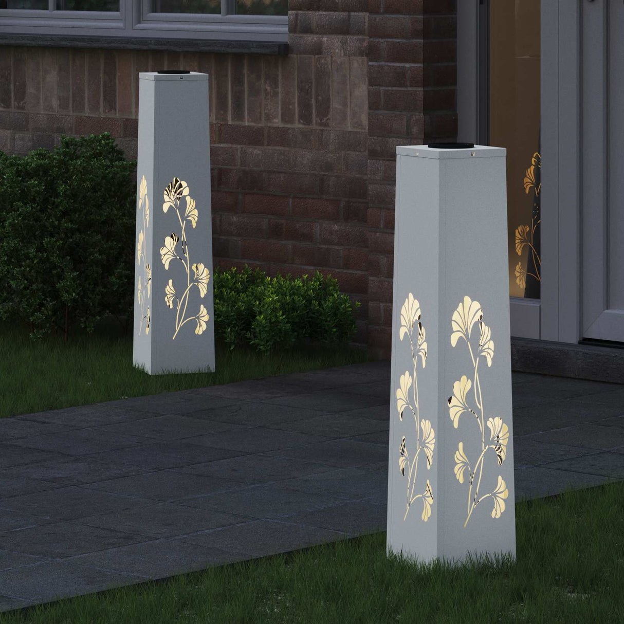 Solar LED Pathway Light 2 pcs White Cold Rolled Steel