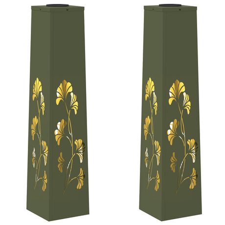 Solar LED Pathway Light 2 pcs Olive Green Cold Rolled Steel
