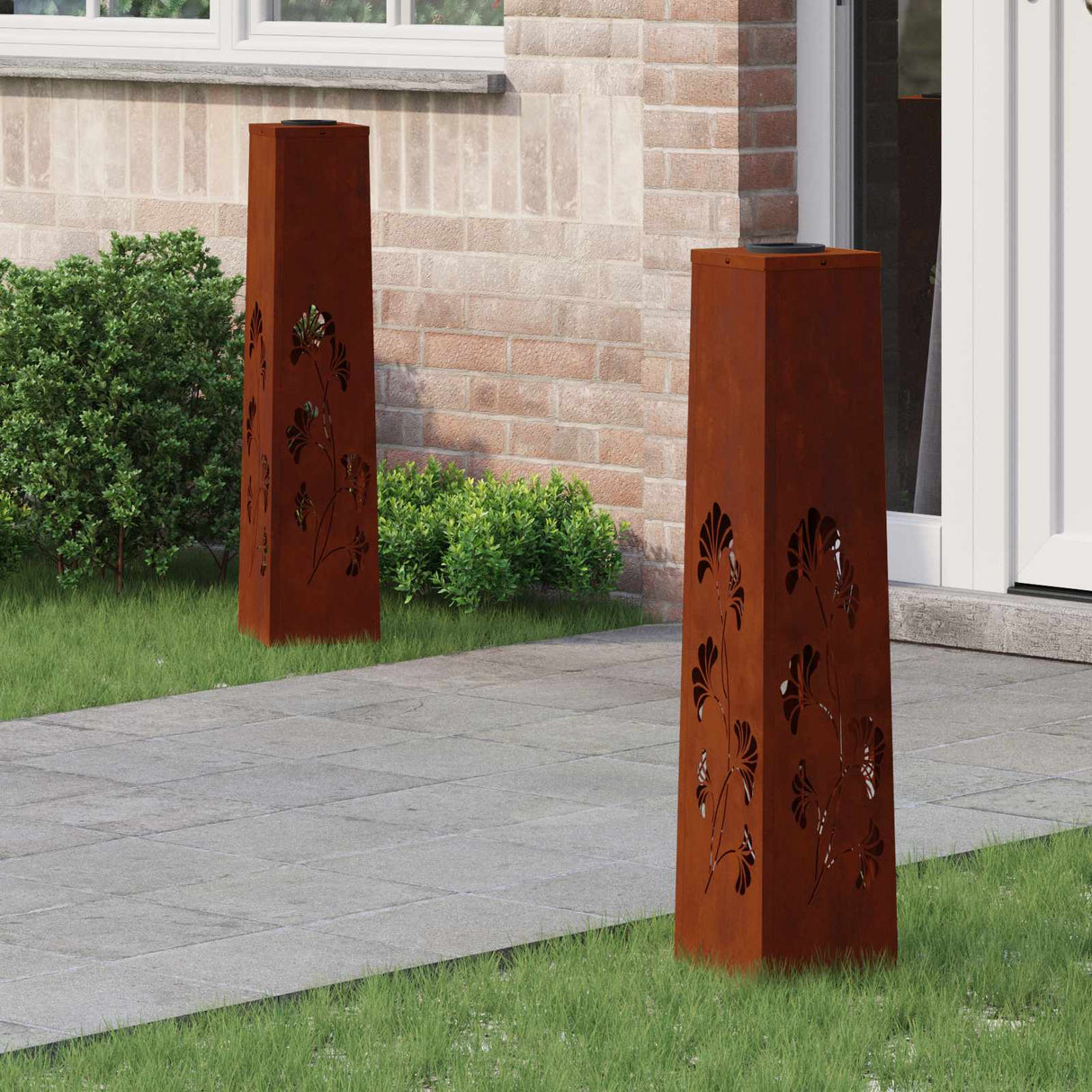 Solar LED Pathway Light 2 pcs Corten Steel Corten Steel