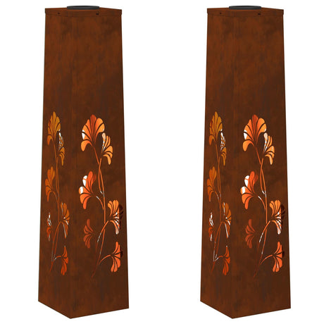 Solar LED Pathway Light 2 pcs Corten Steel Corten Steel