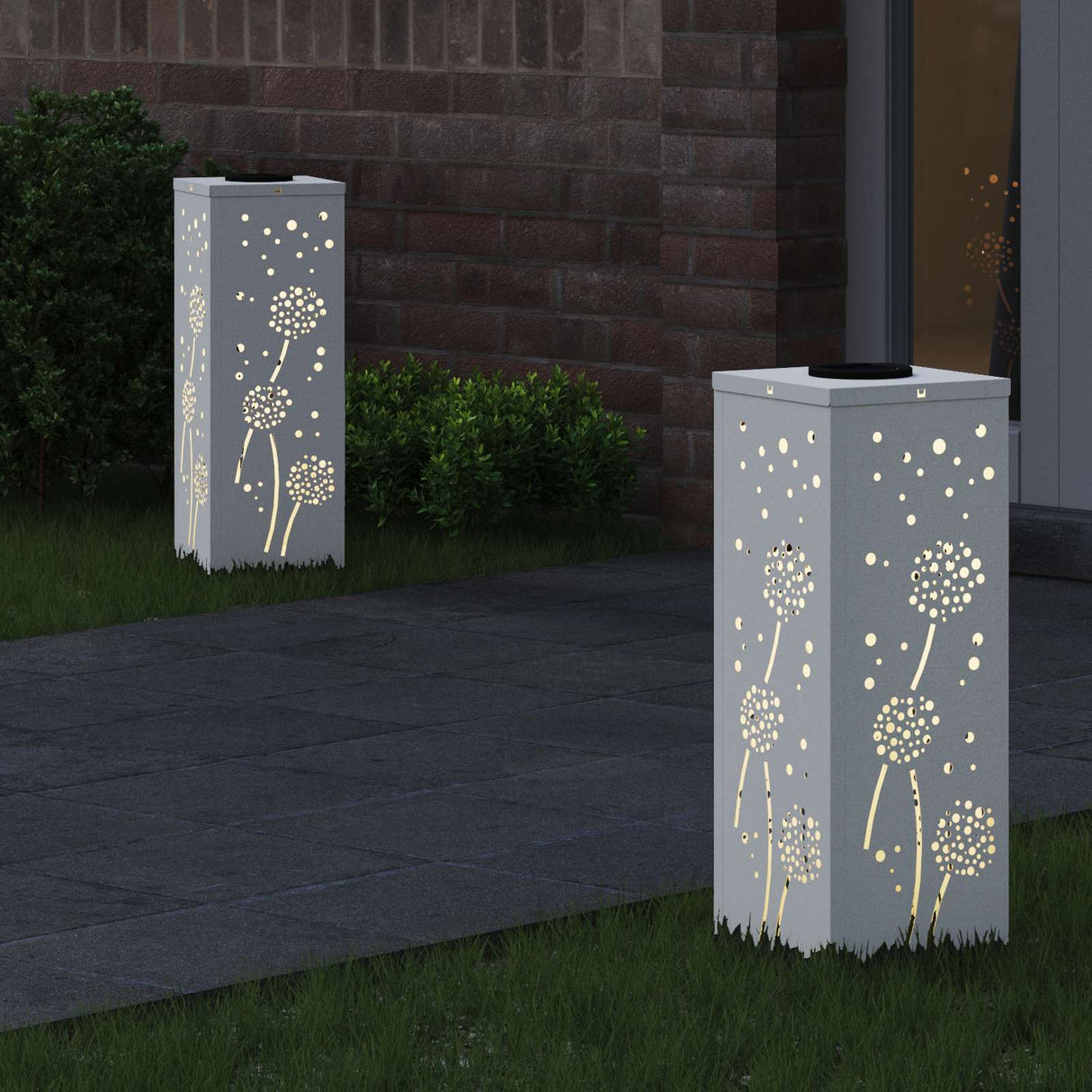 Solar LED Pathway Light 2 pcs White Cold Rolled Steel