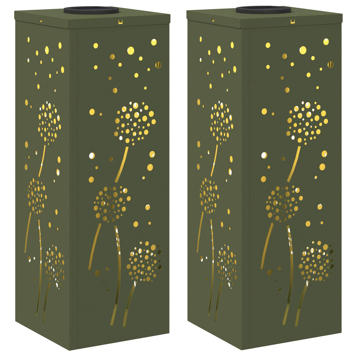 Solar LED Pathway Light 2 pcs Olive Green Cold Rolled Steel