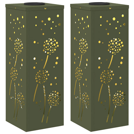 Solar LED Pathway Light 2 pcs Olive Green Cold Rolled Steel