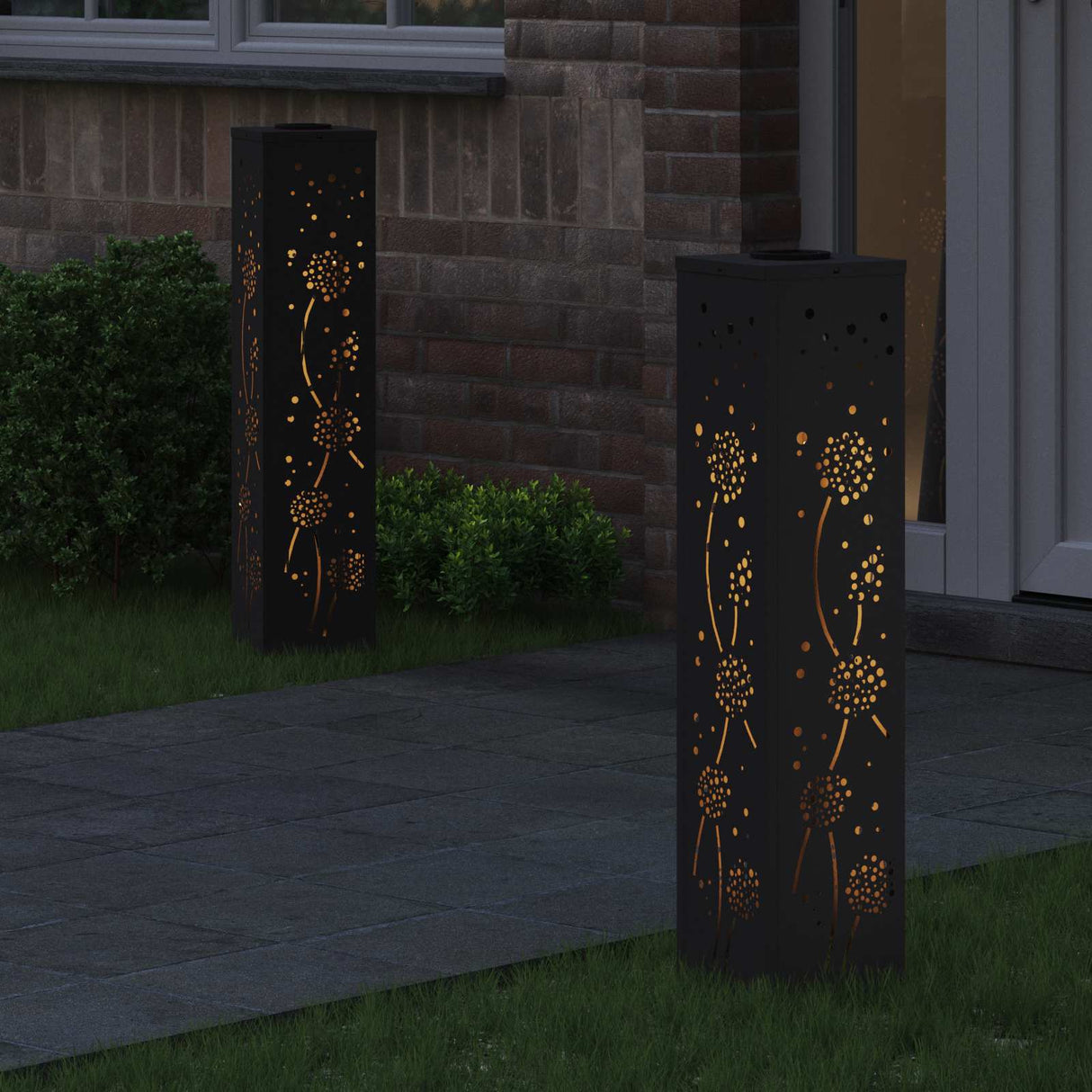 Solar LED Pathway Light 2 pcs Black Cold Rolled Steel