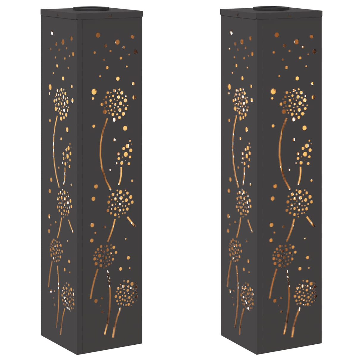 Solar LED Pathway Light 2 pcs Black Cold Rolled Steel