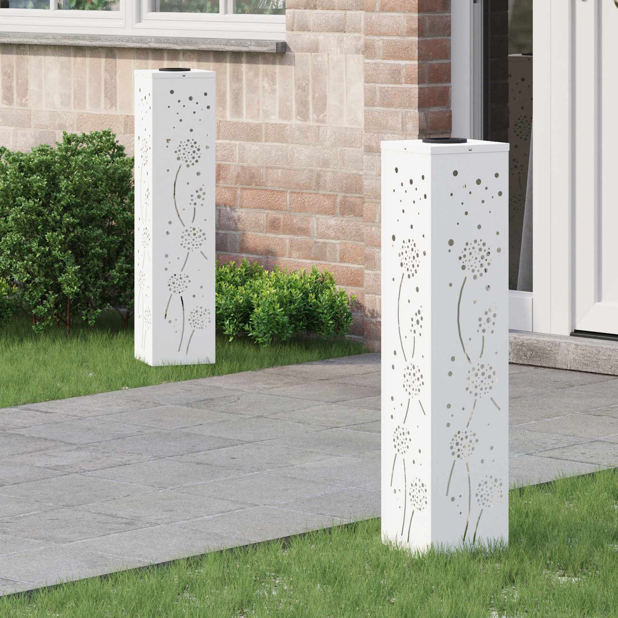 Solar LED Pathway Light 2 pcs White Cold Rolled Steel