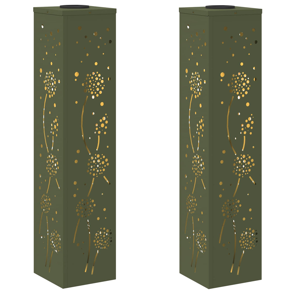 Solar LED Pathway Light 2 pcs Olive Green Cold Rolled Steel