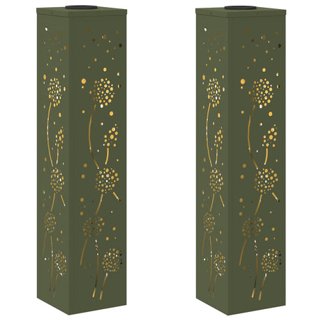 Solar LED Pathway Light 2 pcs Olive Green Cold Rolled Steel