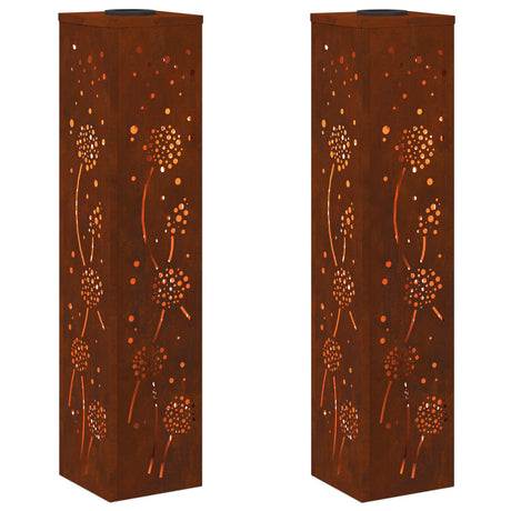 Solar LED Pathway Light 2 pcs Corten Steel Corten Steel