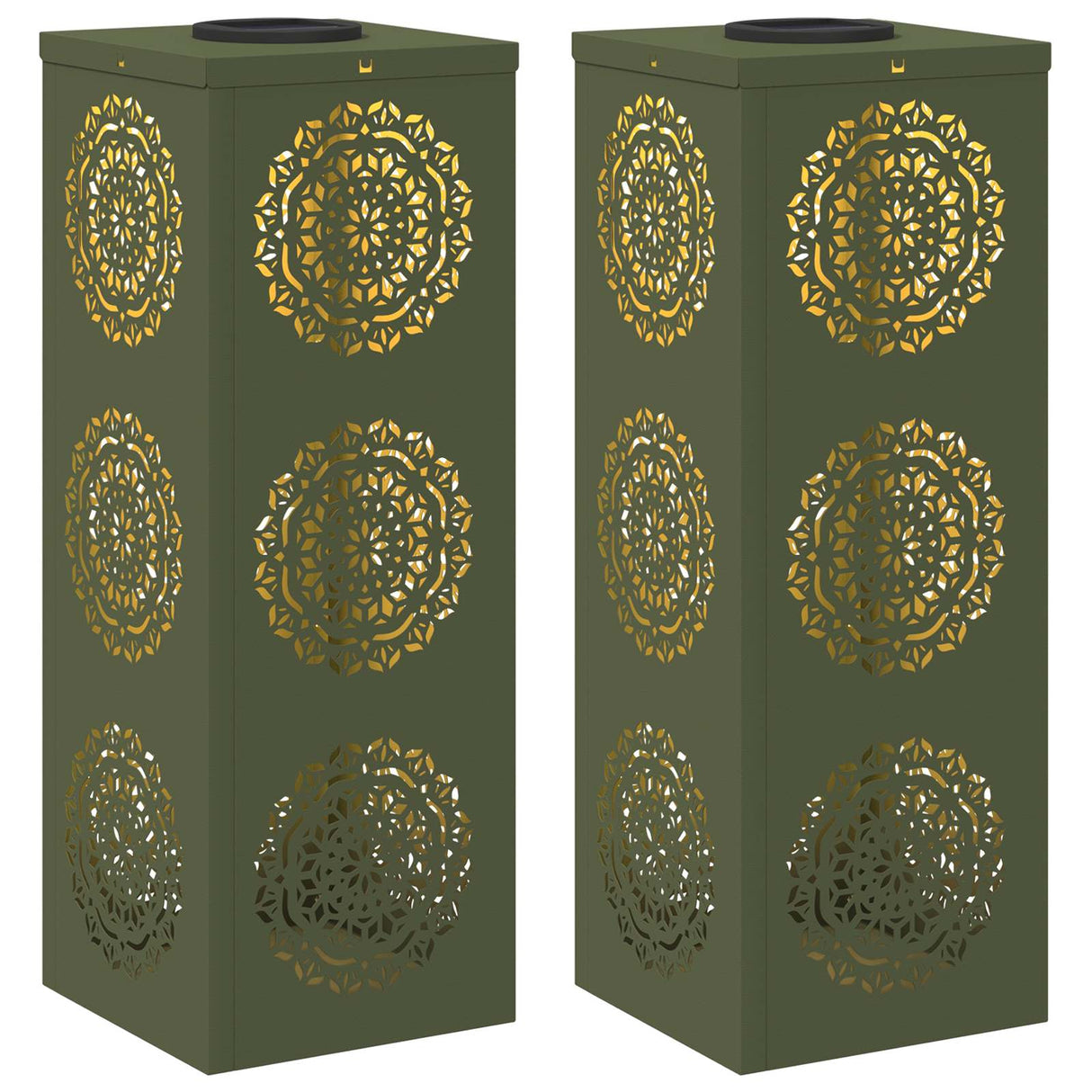 Solar LED Pathway Light 2 pcs Olive Green Cold Rolled Steel