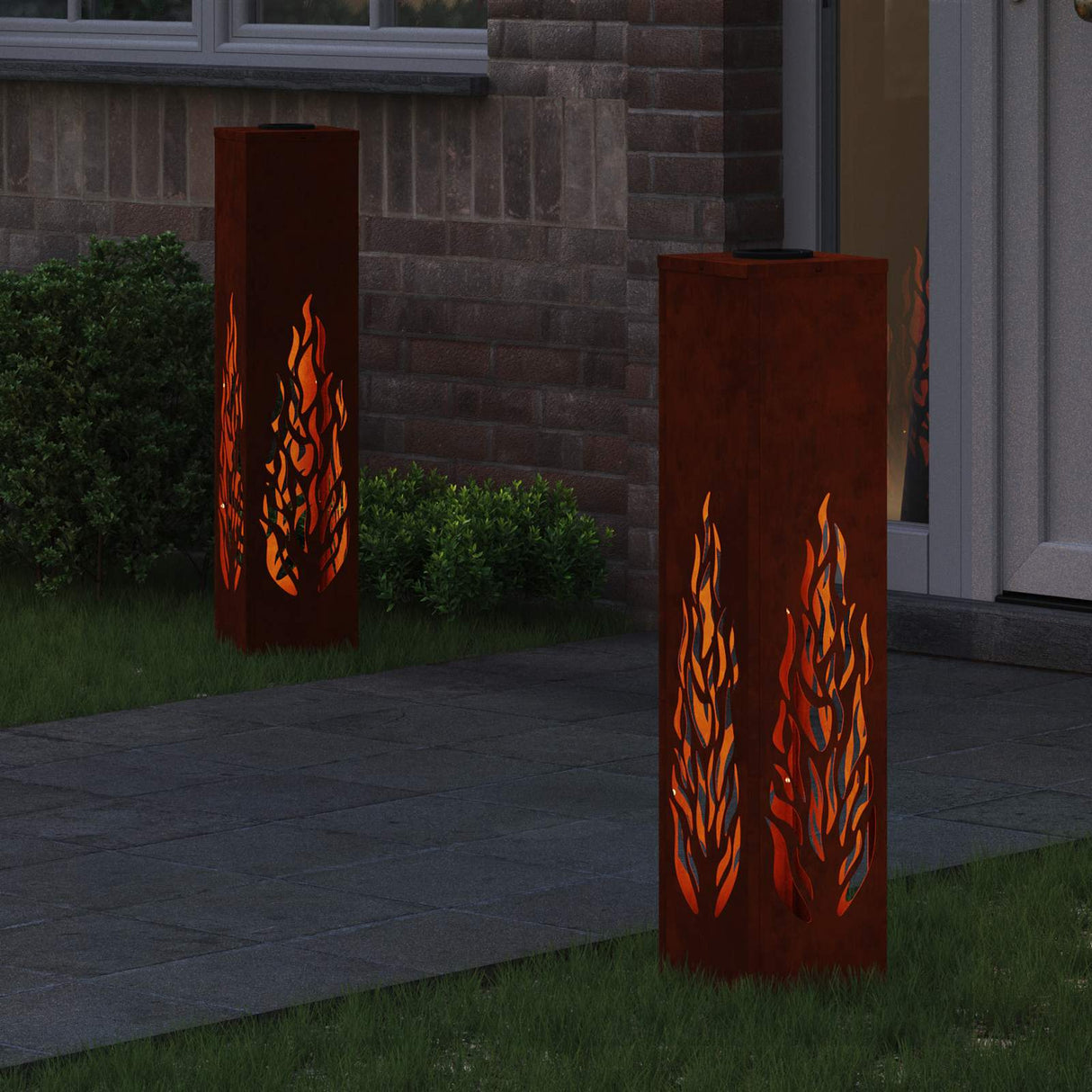 Solar LED Pathway Light 2 pcs Rusty Weathering Steel