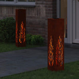 Solar LED Pathway Light 2 pcs Rusty Weathering Steel
