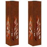 Solar LED Pathway Light 2 pcs Rusty Weathering Steel