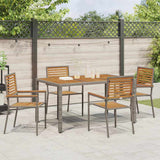 Garden Stacking Chairs 4 pcs Brown and Grey