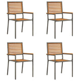 Garden Stacking Chairs 4 pcs Brown and Grey