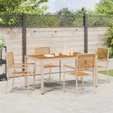 Garden Stacking Chairs 4 pcs Brown and Beige