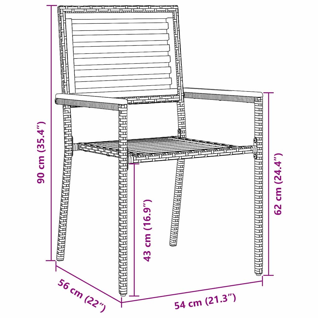 Garden Stacking Chairs 4 pcs Brown and Beige