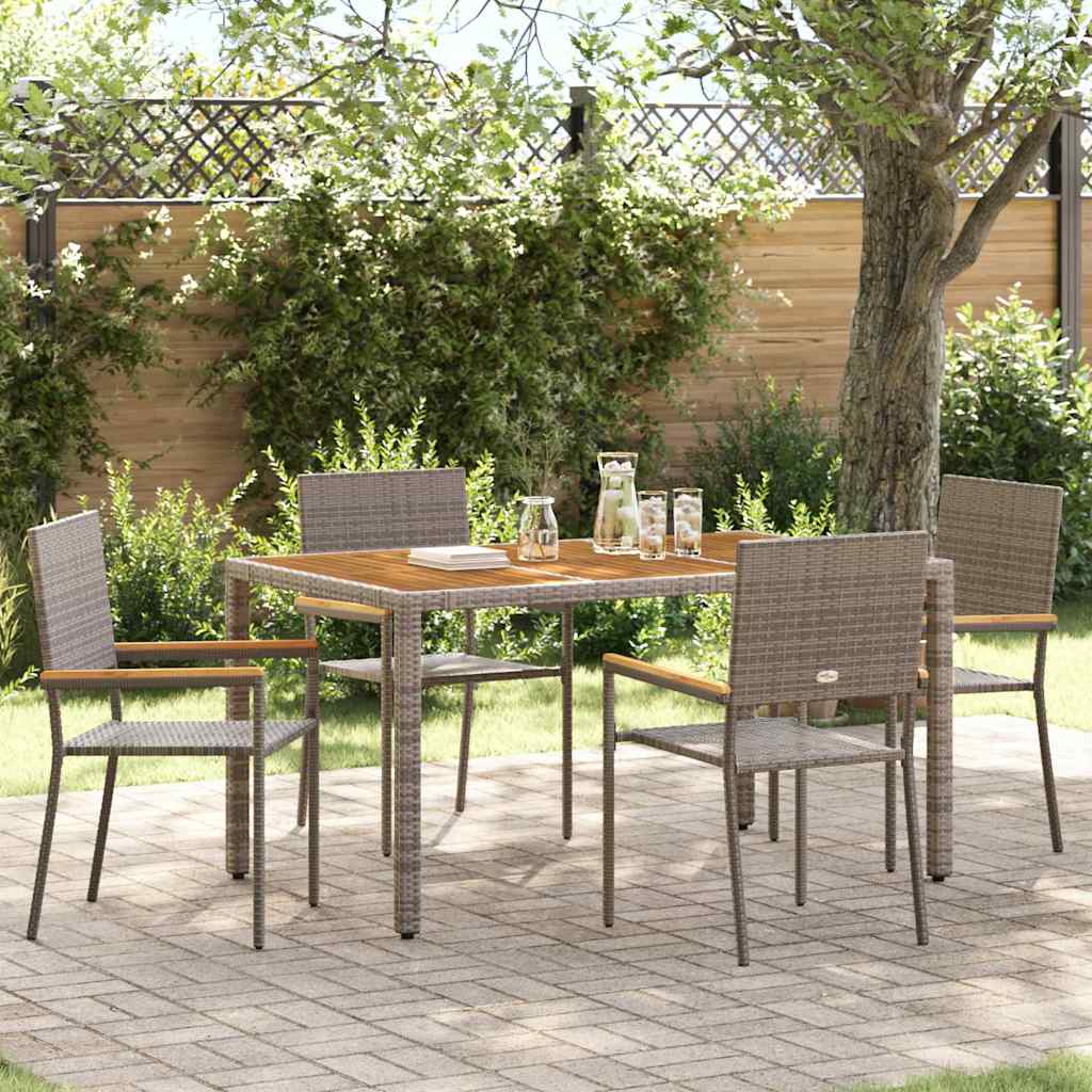 Garden Stacking Chairs 4 pcs Grey, Brown