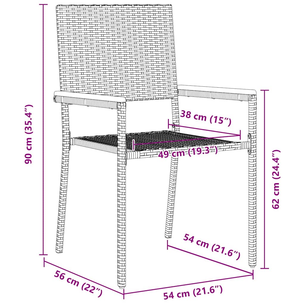 Garden Stacking Chairs 4 pcs Grey, Brown