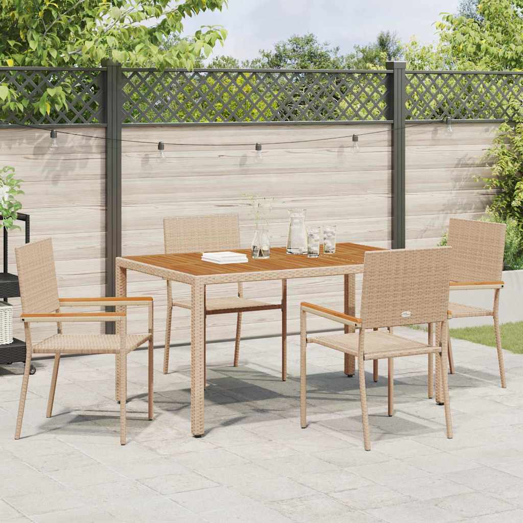 Garden Stacking Chairs 4 pcs Cream and Brown