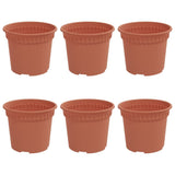 Round Flower Pot 6 pcs Brick Red Ã˜ 12.5 x 10 cm Plastic