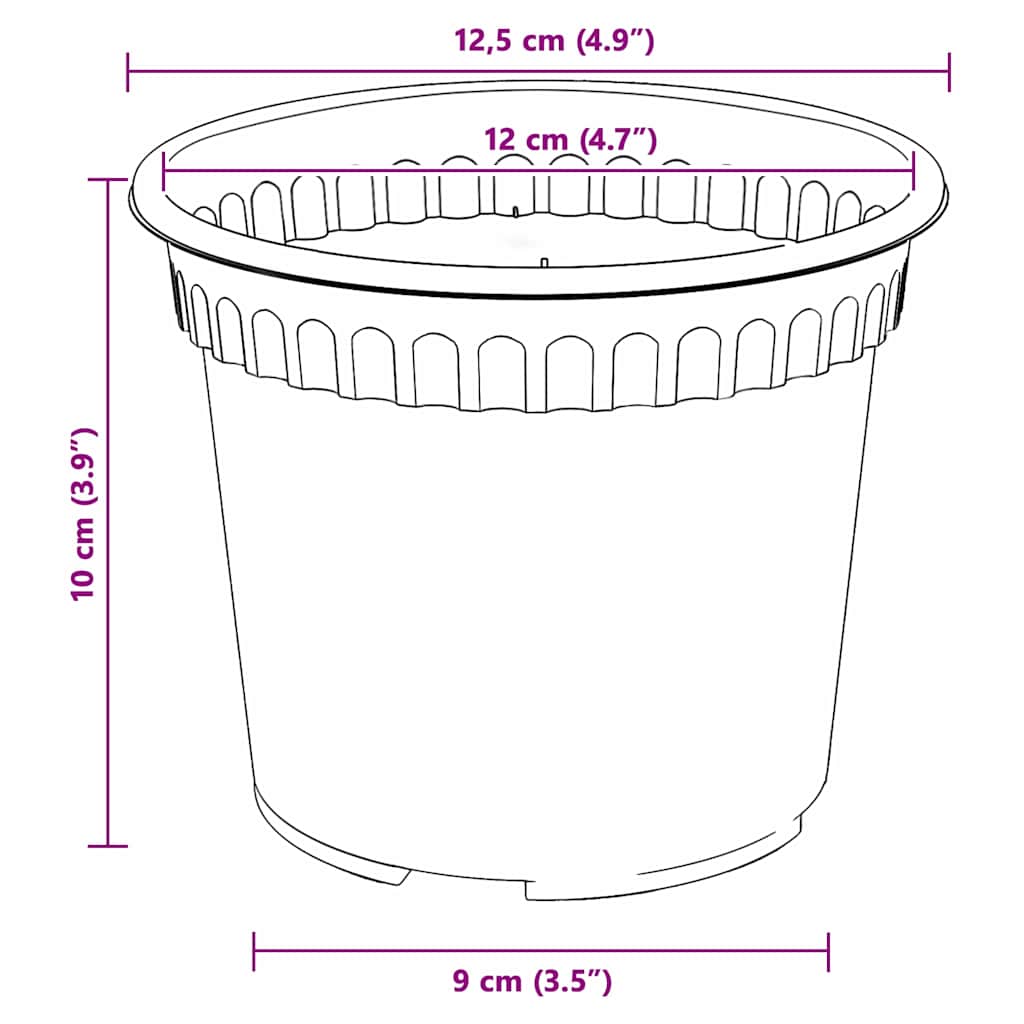 Round Flower Pot 6 pcs Brick Red Ã˜ 12.5 x 10 cm Plastic