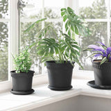Round Flower Pot 6 pcs Black Ã˜ 19 x 16 cm Plastic