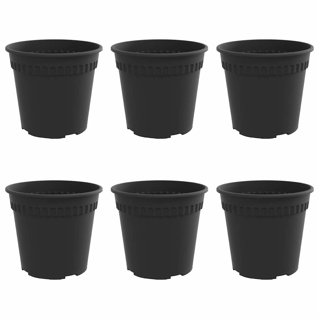 Round Flower Pot 6 pcs Black Ã˜ 19 x 16 cm Plastic