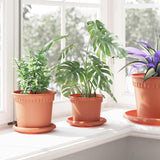 Round Flower Pot 24 pcs Brick Red Ã˜ 12.5 x 10 cm Plastic