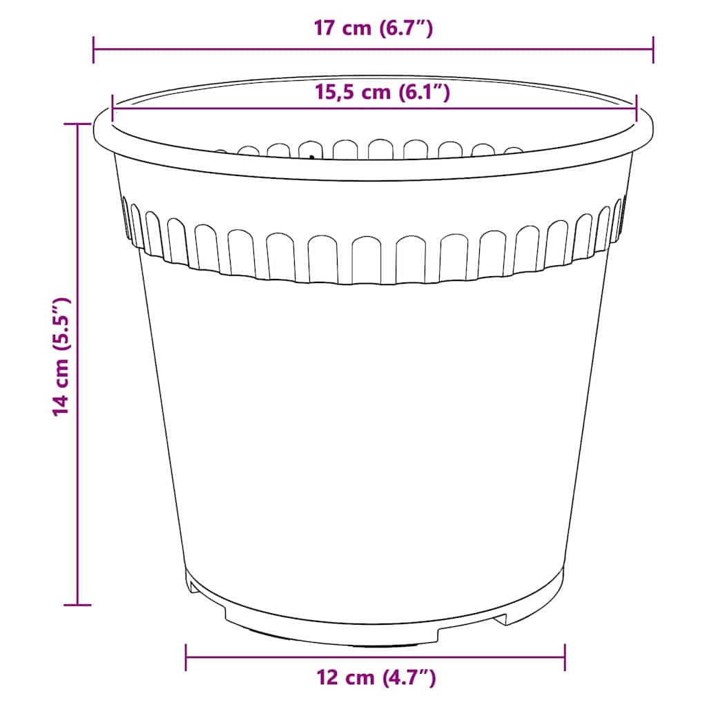 Round Flower Pot 24 pcs Brick Red Ã˜ 17 x 14 cm Plastic