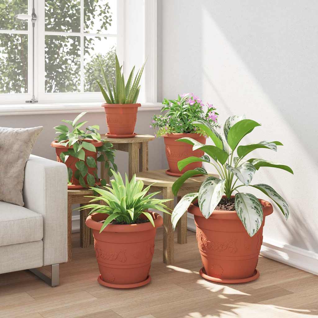 Round Flower Pot 6 pcs Brick Red Ø 34 x 28 cm Plastic