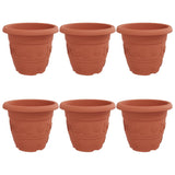 Round Flower Pot 6 pcs Brick Red Ø 34 x 28 cm Plastic