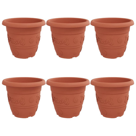 Round Flower Pot 6 pcs Brick Red Ø 34 x 28 cm Plastic