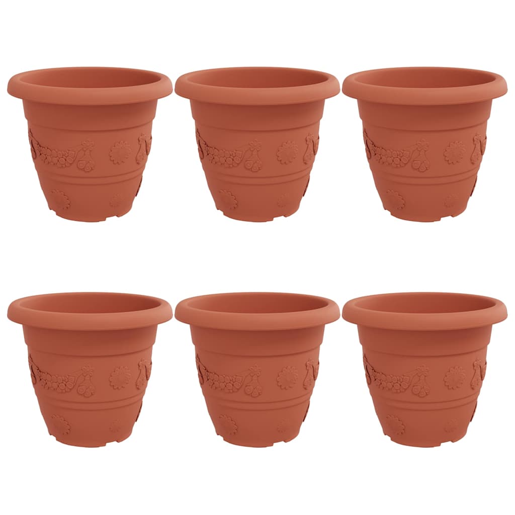 Round Flower Pot 6 pcs Brick Red Ø 39 x 32 cm Plastic