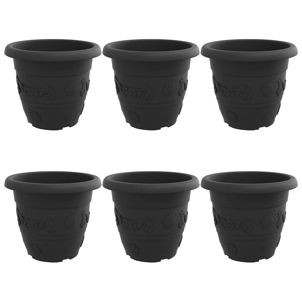 Round Flower Pot 6 pcs Black Ø 34 x 28 cm Plastic