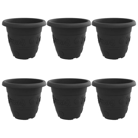 Round Flower Pot 6 pcs Black Ø 39 x 32 cm Plastic