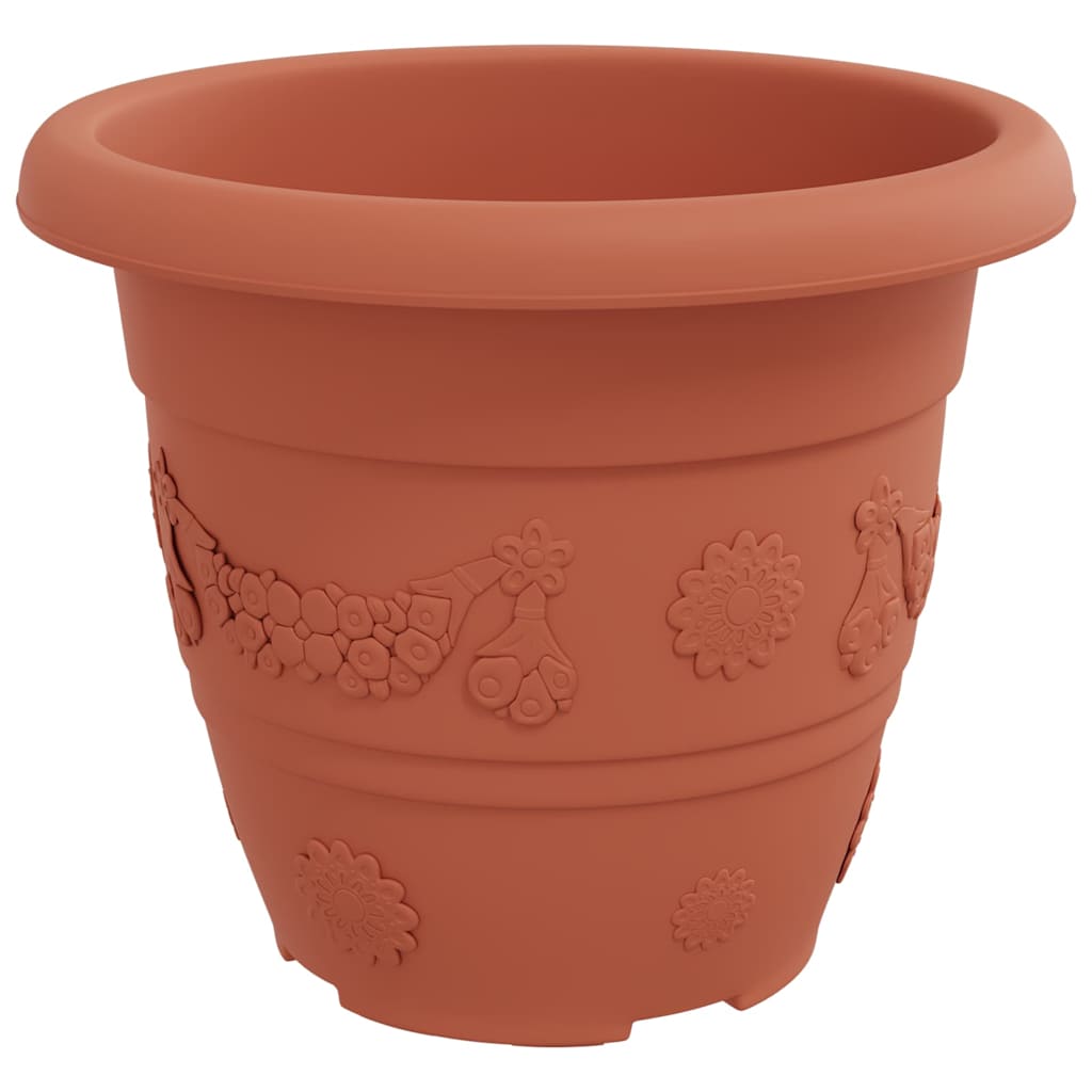 Round Flower Pot 24 pcs Brick Red Ã˜ 26 x 21.5 cm Plastic
