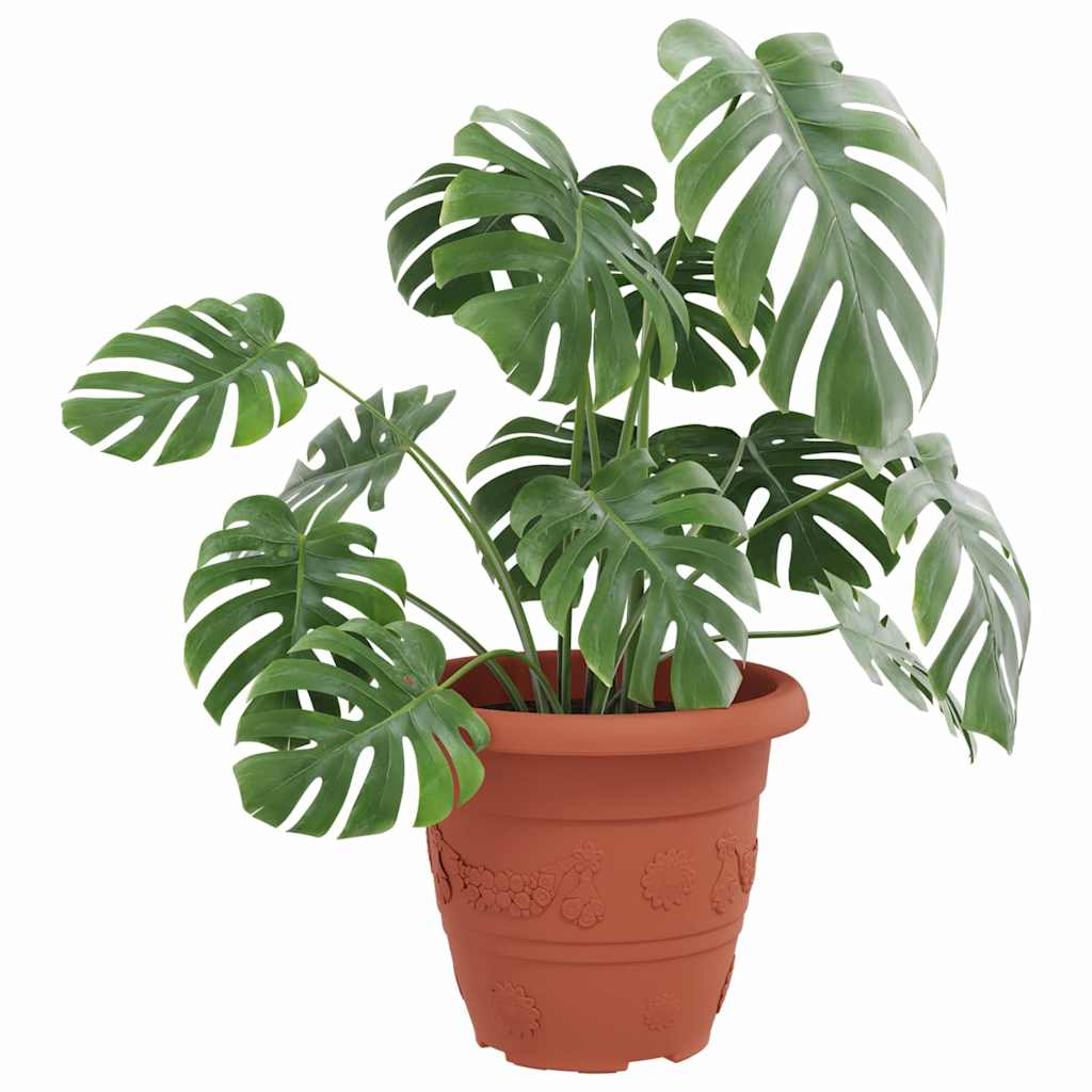 Round Flower Pot 24 pcs Brick Red Ã˜ 26 x 21.5 cm Plastic